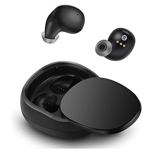  GRC Bluetooth Wireless Earbuds 5.0 Headphones, 18H Playtime Stereo Deep Bass w/Mic, Sport Wireless Touch Control Earbuds with Charging Case Noise Cancelling, Black (TWS59-1)