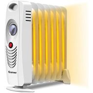 COSTWAY Oil Filled Radiator Heater Mini Space Heater Portable Electric Heater Room Thermostat 700W (14” Height)