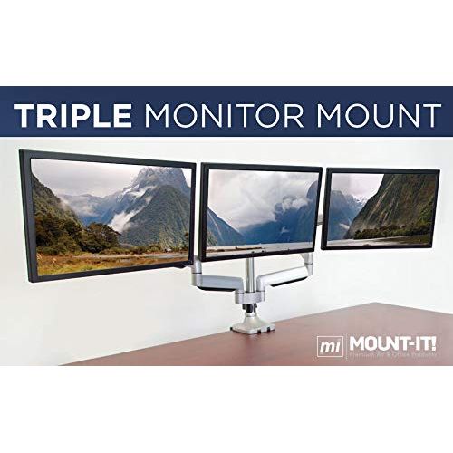  Mount-It! Single Monitor Arm Mount | Desk Stand | Full Motion Height Adjustable Articulating Gas Spring Arm | Fits 19 21 24 27 29 30 32 Inch VESA Compatible Computer Screen | C-Cla