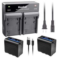 Kastar 2 Pack Battery and Dual Rapid Charger for Sony NP-F980 Pro NP-F960 NP-F960 NP-F750 NP-F550 NP-F330 NEX-EA50M NEX-FS100 NEX-FS700R NEX-FS700RH FDR-AX1 PXW-Z100 PXW-Z150 MPK-D