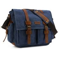 [아마존핫딜][아마존 핫딜] Kattee Leather Canvas Camera Bag Vintage DSLR SLR Messenger Shoulder Bag Blue