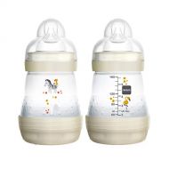 MAM Easy Start Anti-Colic Bottle, 5 oz (2-Count), Newborn Essentials, Slow Flow Bottles with Silicone Nipple, Unisex Baby Bottles, White