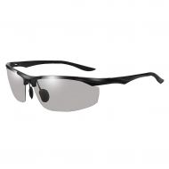 SX Mens UV-Resistant Photosensitive Color Polarized Sunglasses Driver Driving Fishing Sports Sunglasses (Color : Black)