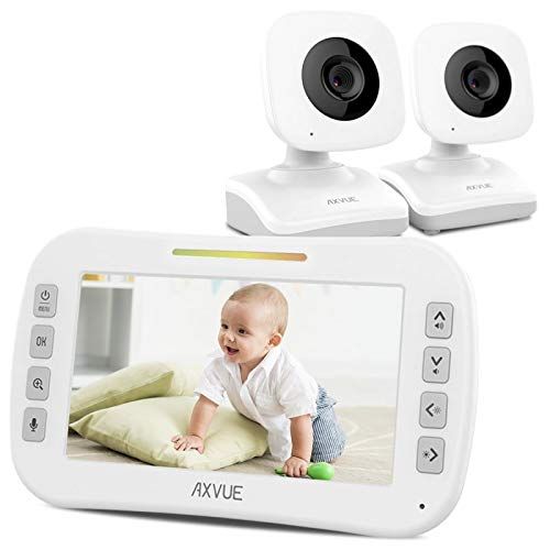  AXVUE E612 Video Baby Monitor with 4.3 LCD Screen and Two Cameras, Night Vision, 800 ft. Distance and 8H Battery Life, Auto-Scan, Two Way Talk, View Angle Adj, Power-Saving Video O