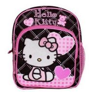 New Sanrio Hello Kitty Pink/ Black Mini Backpack with Heart School Bag (JoyAve)