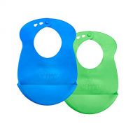 [아마존베스트]Tommee Tippee Easi-Roll Up Bib, BPA-Free Crumb & Drip Catcher, Blue & Green, 2 Count