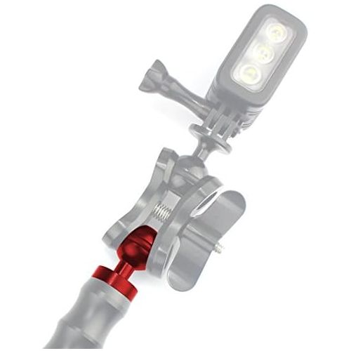  XT-XINTE CNC Aluminium Tauchlampe  Arm Ball Kopf Montieren mit 1/4 Schraube Adapterhalterung fuer Action-Kamera Tauchen Zubehoer (rot)