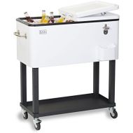 BLACK+DECKER, Mobile Cooler Cart, Two Door Seal Lid, Bottle Opener with Catch Basin, Bottom Storage Tray, 4 Rolling Wheels, White, BCC20W