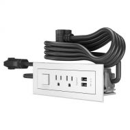 C2G 16361 Radiant Furniture 2 Outlet and USB Power Center with Power Switch, White