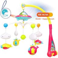 EP EXERCISE N PLAY Baby Mobiles, Crib Musical Mobiles, Nursery Bed Bell with Lights and Music, Bed Decoration Toy Hanging Rotating Rattles Toy for Infant Newborn Sleep
