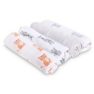 Aden + anais aden + anais Aden Swaddleplus Baby Swaddle Blanket, 100% Cotton Muslin, Large 44 X 44 inch, 4 Pack, Safari Babes