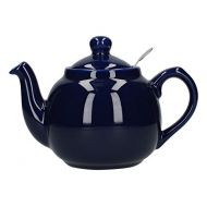 Dexam London Pottery Teekanne mit Filter, fuer 2 Tassen, Gruen, Keramik, Kobaltblau, 2 Cup