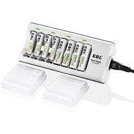 [아마존베스트]EBL Charger with Batteries - 8Bay Battery Charger and AA Batteries 2,800mAh (4Pcs) & AAA Rechargeable Batteries (4Pcs) - Durable & Long lasting Batteries