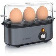 Arendo - Edelstahl Eierkocher Threecook - Egg Cooker - EIN AUS-Schalter - Wahlbarer Hartegrad - 210 W - 1-3 Eier - Antirutschgummifuesse fuer sicheren Halt - BPA-frei - GS-Zertifizier
