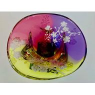 Akoko Art Handengraved Crystal Glass Hand Engraved Cherry Blossom Bowl, Engraved Bowl, Centerpiece Bowl, Cherry Blossom Bowl, House Warming gifts