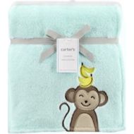 Carters Plush Aqua Monkey baby blanket