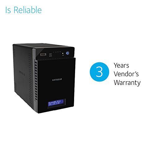  NETGEAR ReadyNAS RN214 4 Bay Diskless Personal Cloud NAS, 24TB Capacity Network Attached Storage, 1.4GHz Quad Core Processor, 2GB RAM with 3 years of ProSUPPORT