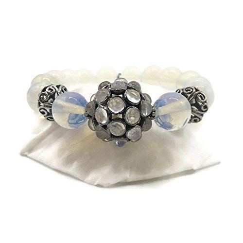  VAN DER MUFFINS JEWELS Sterling Silver Beaded Gemstone Bracelet |Rainbow Moonstone Jewelry | Unique Holiday Gifts Sale