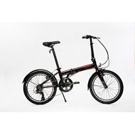 Euro-mini Zizzo EuroMini ZiZZO Via 27lb Folding Bike-Lightweight Aluminum Frame Genuine Shimano 7-Speed 20 Folding Bike with Fenders