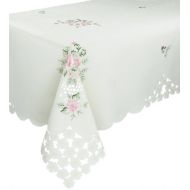 Xia Home Fashions Bloom Embroidered Cutwork Floral Tablecloth, 72 by 144-Inch