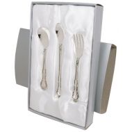 Stephan Baby Keepsake 3 Piece Silver Plated Feeding Set in Satin-Lined Gift Box