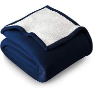 [아마존 핫딜] [아마존핫딜]Bare Home Sherpa Fleece Blanket - Full/Queen - Fluffy & Soft Plush Bed Blanket - Hypoallergenic - Reversible - Lightweight (Full/Queen, Dark Blue)