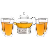 Aricola Teeset Melina 1,3 Liter. Glas-Teekanne 1,3 Liter mit Glassieb und Edelstahlstoevchen.