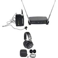 Audio-Technica Audio Technica ATW-901aL Wireless Lavalier Microphone Mic + Samson Headphones