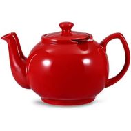Besuchen Sie den Urban Lifestyle-Store Urban Lifestyle Teekanne/Teapot Klassisch Englische Form aus Keramik Cambridge 1,6L mit Teefilter aus Edelstahl (Rot)