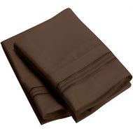 Sweet Sheets Pillowcase Set - 1800 Double Brushed Microfiber Bedding (Set of 2 Standard Size, Brown)