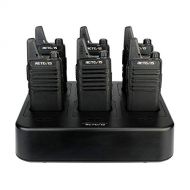 Retevis RT22 Walkie Talkies Hands Free License-Free 2 Way Radios(6 Pack) with Six Way Gang Charger