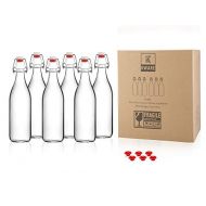 K KWARE Kware - Best Swing Top Glass Bottle [33.75 oz/1 liter] - Set of 6 - Giara Glass Bottle with Stopper - Caps Gasket Seal Airtight, for Kombucha, Oil, Vinegar, Beverages, Kefir - Clea