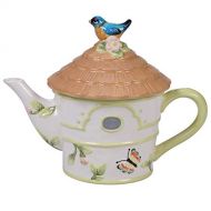 Certified International 26643 Spring Meadows 3-D Bird House Teapot Servware, Serving Acessories Multicolred