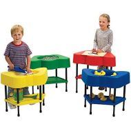 [아마존베스트]Angeles Adjustable Height Sensory Tables, 24” by 13” by 18-24” (Set of 4)  Configure Fun Shaped Tables in a Row or Circle  Bright Colors, Lid and Storage Shelf  Fill with Sand,