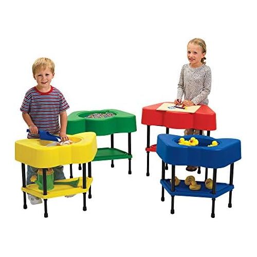  [아마존베스트]Angeles Adjustable Height Sensory Tables, 24” by 13” by 18-24” (Set of 4)  Configure Fun Shaped Tables in a Row or Circle  Bright Colors, Lid and Storage Shelf  Fill with Sand,