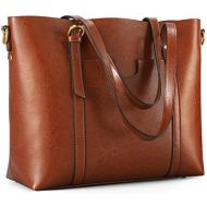 [아마존핫딜][아마존 핫딜] Kattee Womens Genuine Leather Tote Bag Vintage Large Capacity Satchel Work Purses and Handbags with Ajustable Straps(Black)