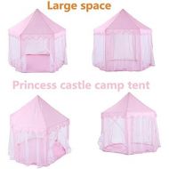 QTDS langlebiges Spielzelt Princess Castle Pink - tragbare Kinderspielzelt - Hexagon Mesh Spielzimmer Moskitonetz Babyspielzeughaus - Innen- und Aussenbereich Kinderzelt