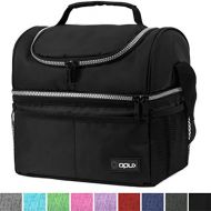 [아마존베스트]OPUX Insulated Dual Compartment Lunch Bag for Men, Women | Double Deck Reusable Lunch Box Cooler with Shoulder Strap, Leakproof Liner | Medium Lunch Pail for School, Work, Office (Black