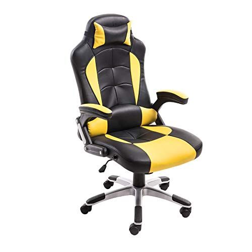  Lovelysunshiny Adjusting Headrest High-Back PU Leather Racing Gaming Chair with Armrests
