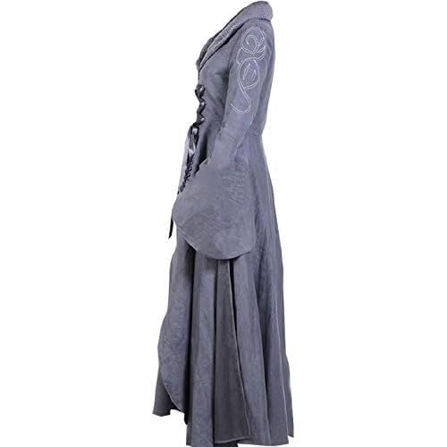  AGLAYOUPIN Adult Women Renaissance Court Grey Dress Suit Halloween Carnival Costume