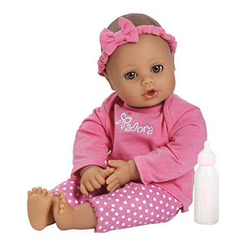 아도라 베이비 Adora PlayTime Baby Pink Vinyl 13 Girl Weighted Washable Cuddly Snuggle Soft Toy Play Doll Gift Set with OpenClose Eyes for Children 1+ Includes Bottle