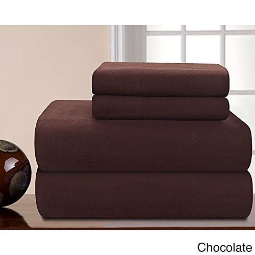  Pointehaven Heavy Weight 100-Percent Cotton Flannel Full Sheet Set, Chocolate