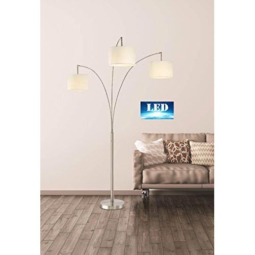  Artiva USA LED602108FSN Lumiere Modern LED 80-inch 3-Arched Brushed Steel Floor Lamp with Dimmer, 76, 71 inches high Wide x 36 inches Long