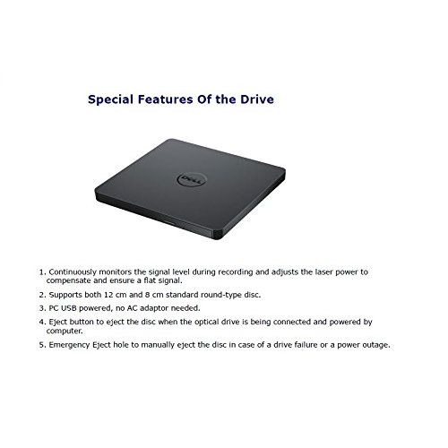 델 DellComputer USB External DVD Drive, Dell Portable DVD  CD +-RW Drive Burner for Windows 10  8 8.1 7 Laptop Computer PC of HP Dell LG Asus Acer LG Asus Lenovo - Black Color