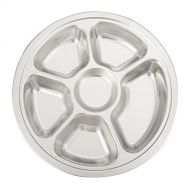 Aspire Reusable Lunch Tray Dinner Plate for Cafeteria, Stainless Steel, Round, 1 Pc-6 Sections