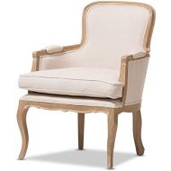 Baxton Studio Napoleon Traditional French Accent Chair, Oak