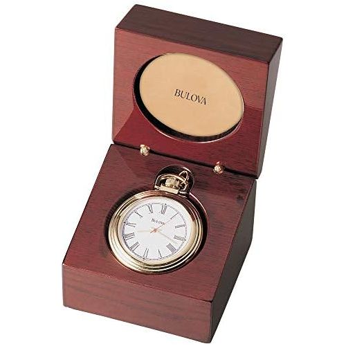  Bulova B2662 Ashton Pocket Watch, Gold-Tone Finish, Mahogany Stain Box