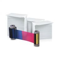 Fargo 250 Print YMCKO Ribbon w Cleaning Roller for DTC1000 and DTC1250e (45000) and 300 AlphaCard Premium Blank PVC Cards Bundle