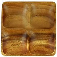 UPIT Acacia Wood 4 Section Divided Square Serving Tray Dessert Platters, 8 inch
