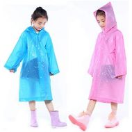 [아마존베스트]YiHee 2 Packs Kids Rain Ponchos, Portable Reusable Emergency Raincoat for 6-12 Years Old Boys Girls, Children Rain Wear for Outdoor Activities - Blue&Pink